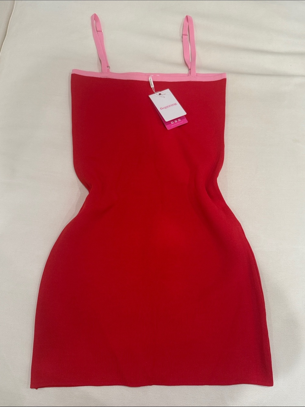 Red Bodycon Mini Dress with Pink Trim